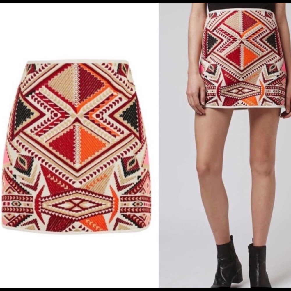 Top shop embroidered skirt, size 2